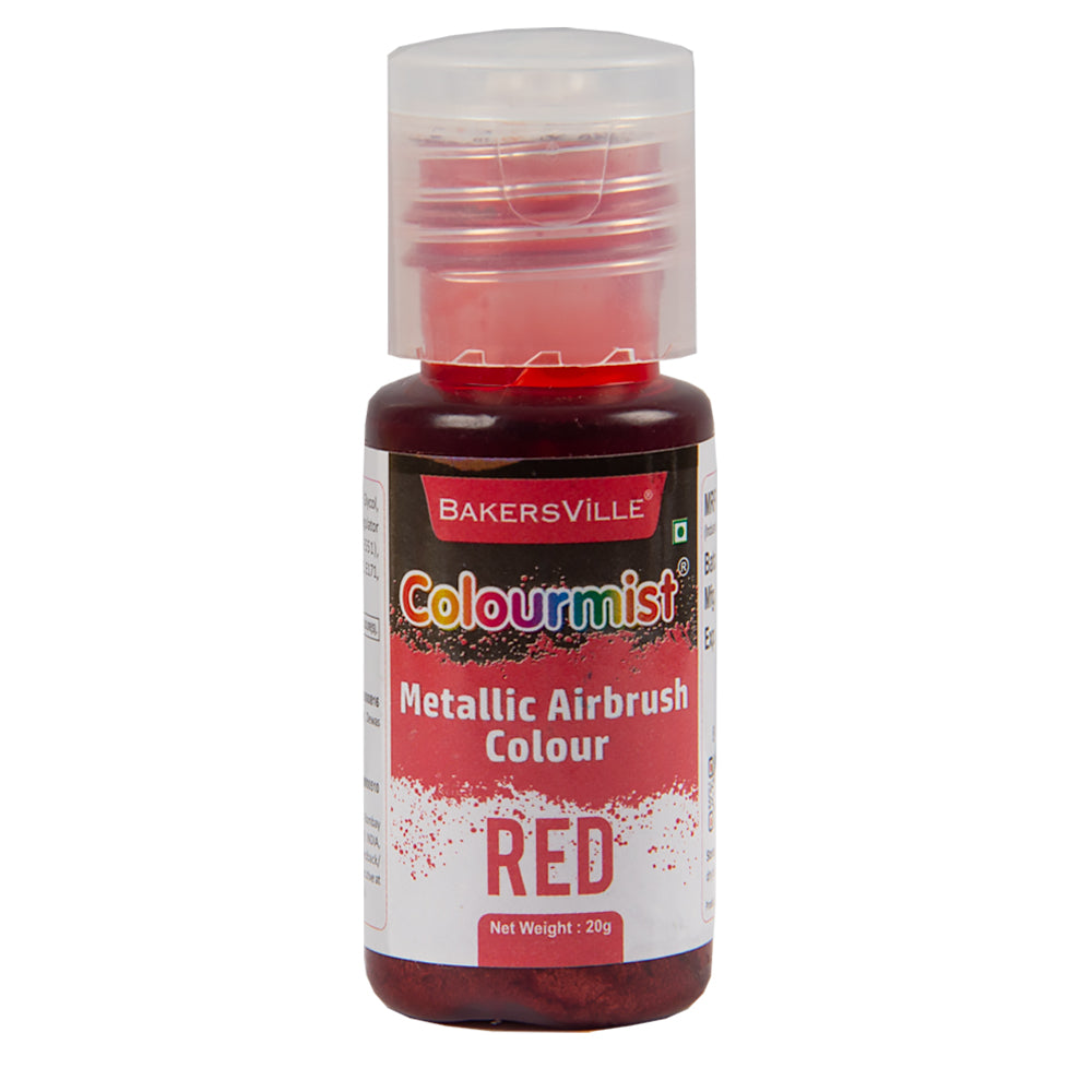 Colourmist Concentrated Vibrant Airbrush Metallic Food Colour (METALLIC RED), 20g | Airbrush Colour For Cakes, Choclate, Fondant, Icing and more