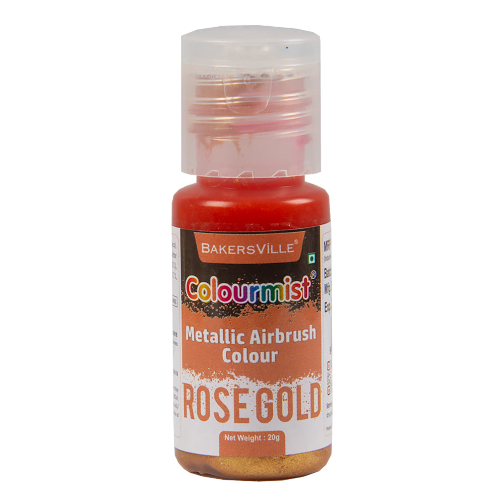 Colourmist Concentrated Vibrant Airbrush Metallic Food Colour (METALLIC ROSE GOLD), 20g | Airbrush Colour For Cake, Choclate, Fondant, Icing and more
