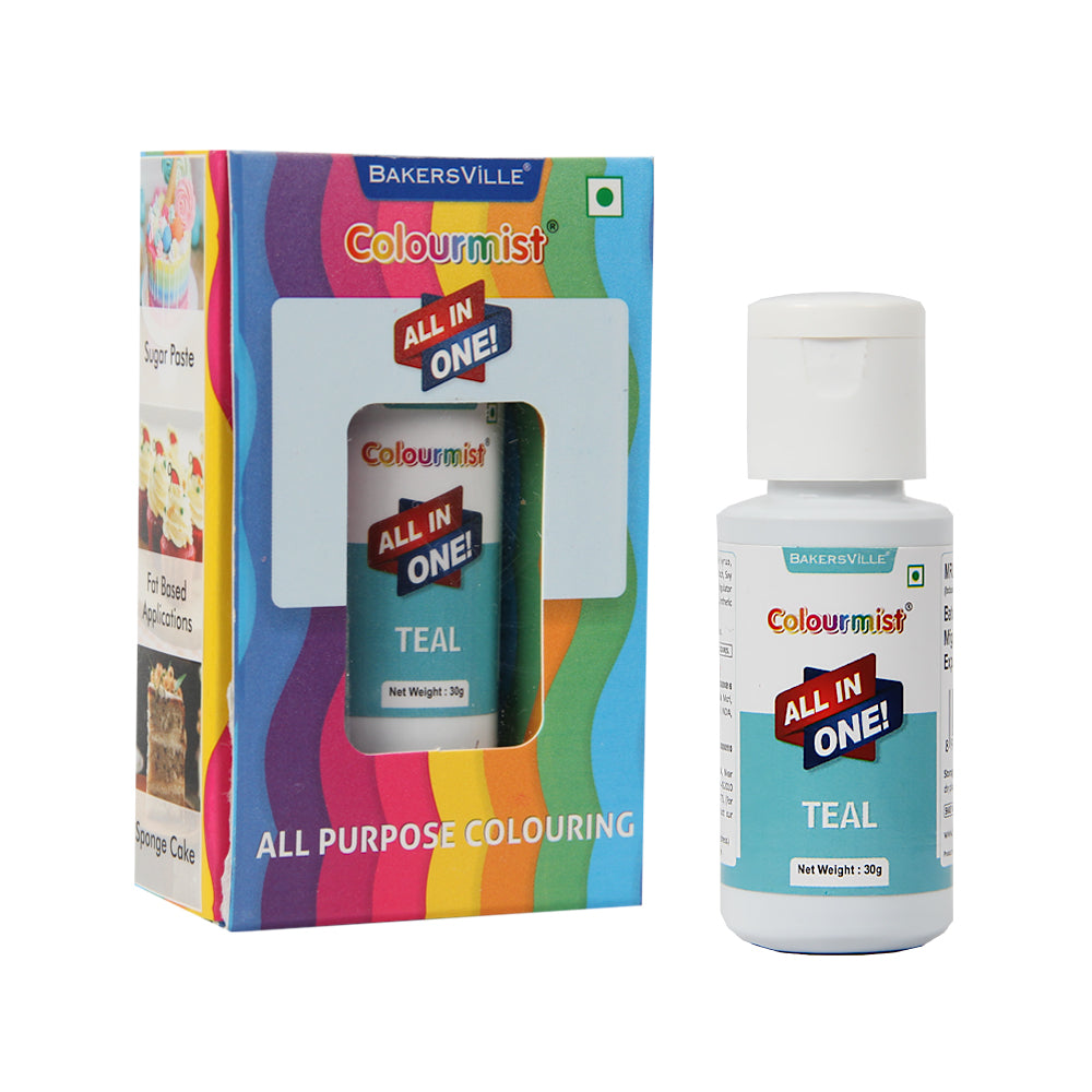 Colourmist All In One Food Colour (Teal), 30g | Multipurpose Concentrated Food Color for Chocolates, Icing, Sweets, Fondant & for All Food Products