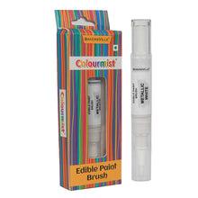 Load image into Gallery viewer, Colourmist Edible Paint Brush With Metallic Paint ( Metallic White ) | Food Colour Paint Brush For Dessert | 1pc