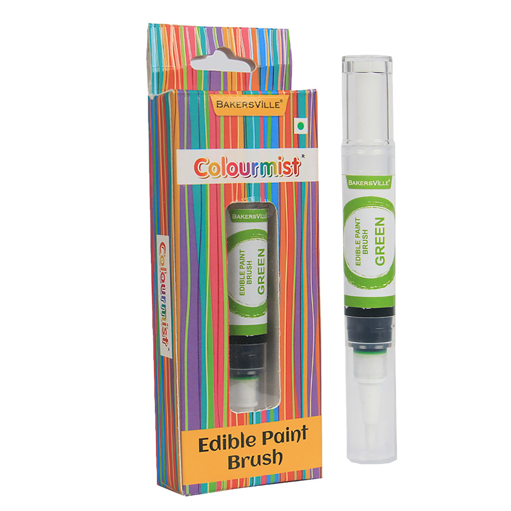 Colourmist Edible Paint Brush With Vibrant Colour Paint ( Green ) | Food Colour Paint Brush For Dessert | 1pc