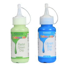 Load image into Gallery viewer, Colourmist Cake Decorating Drip Assorted 100g Each, Pack Of 2 Edible Drips (PASTEL GREEN ,VIBRANT BLUE), 100 gm Each