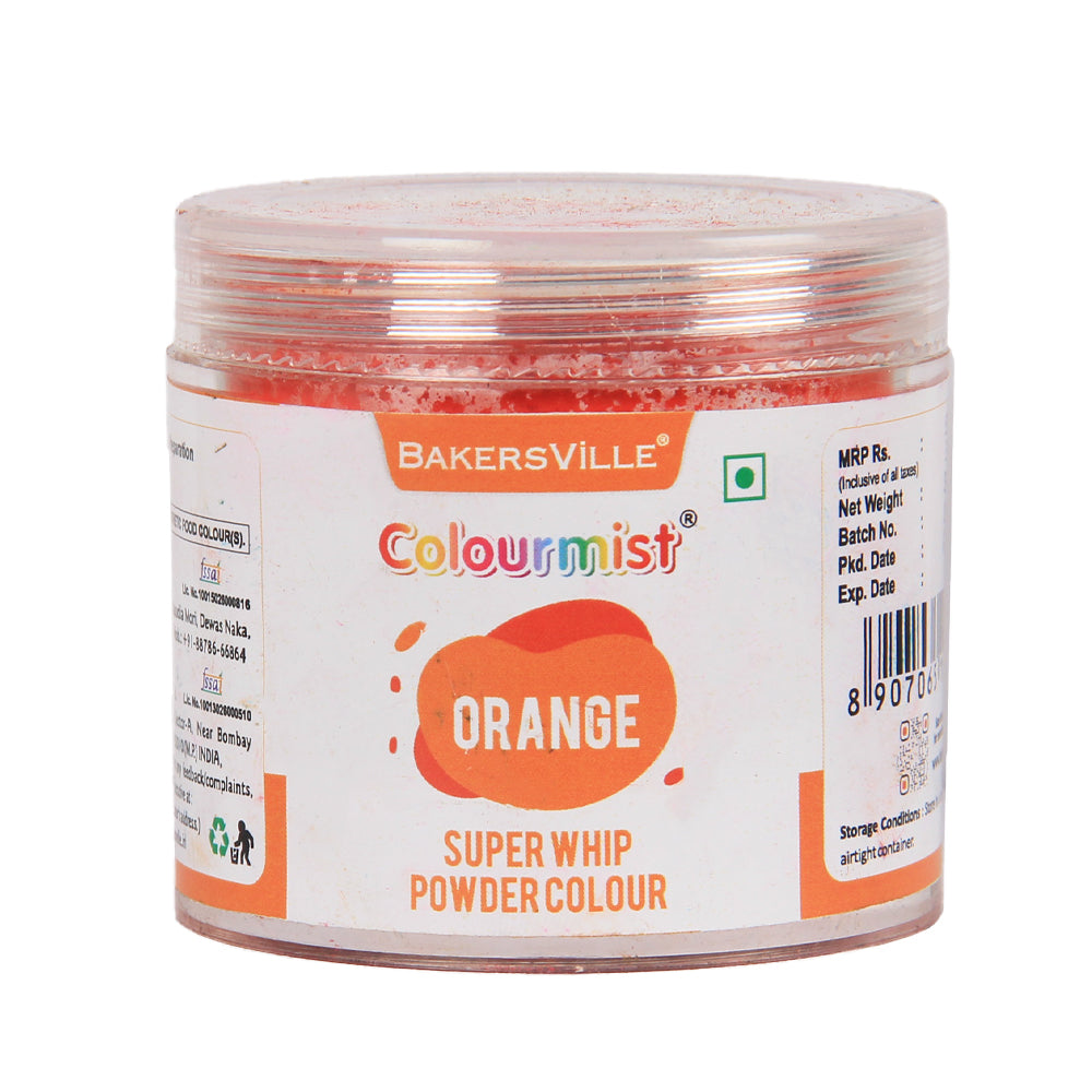 Colourmist Super Whip Edible Powder Colour, (Orange), 30g | Powder Colour For Cream / Icing / Fondant / Frosting / Dessert / Baking |