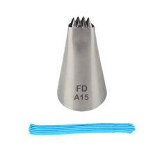Load image into Gallery viewer, FineDecor Piping Tip, Stainless Steel Icing Piping Nozzle Tip, Cake Decorating Tools Cream Puff Decor Pastry Icing Piping Tool for Baker, 1psc (A15)