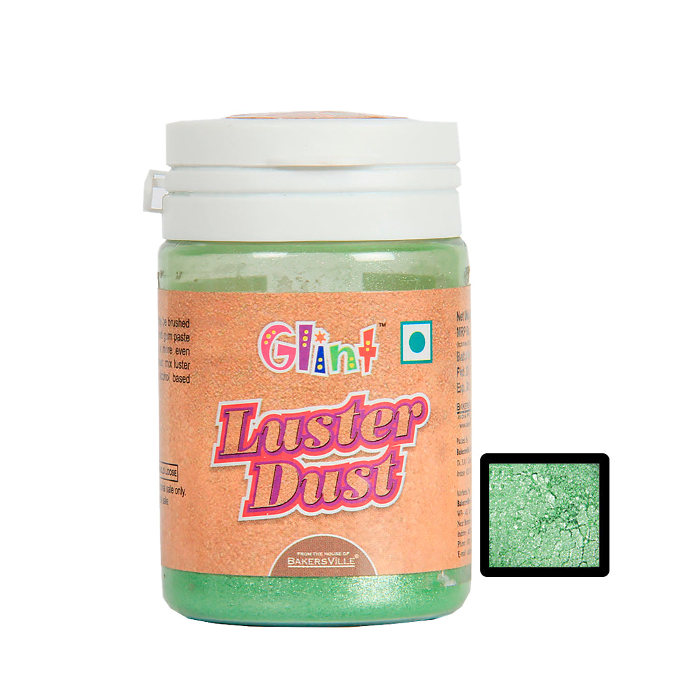 Glint Edible Luster Dust ( Green ), 10g | Pearl Dust | Edible Sparkle Dust | Edible Product for Cake Decor | Glittering Shiner Dust | Green - 10g