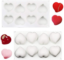 Load image into Gallery viewer, FineDecor 3D Heart Shape Silicone Mousse Cake Mould Non-stick Silicone Mould Tray for Handmade Chocolate,Dessert, Pastry, Brownie FD 3163 (8 Cavity)