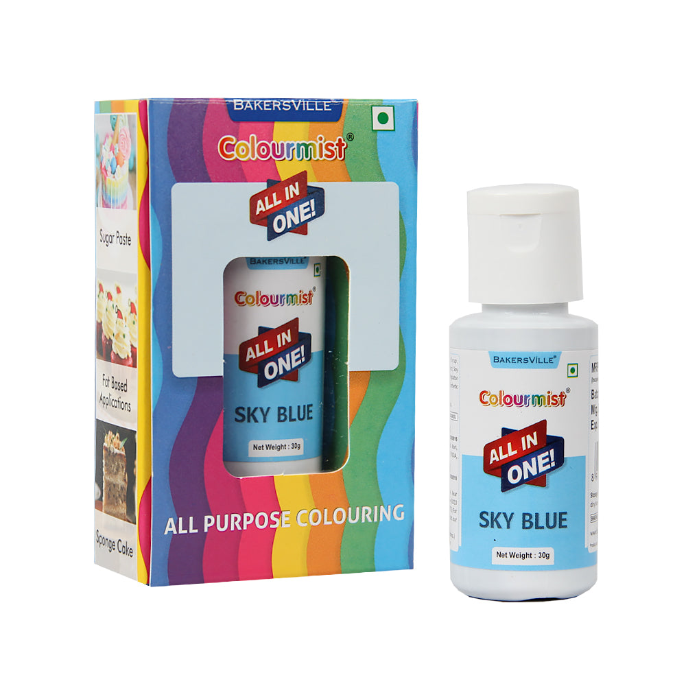 Colourmist All In One Food Colour (Sky Blue), 30g | Multipurpose Concentrated Color for Chocolates, Icing, Sweets, Fondant & for All Food Products