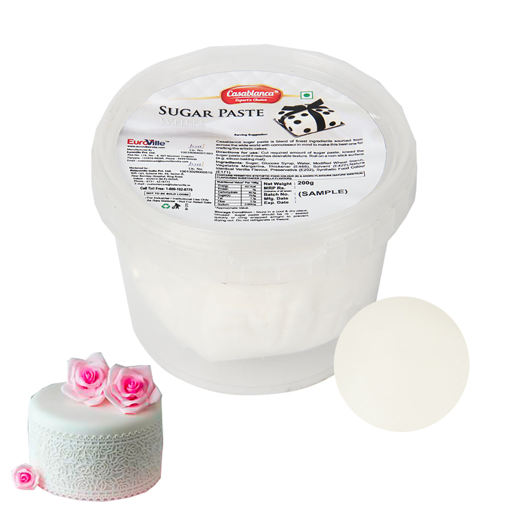 Casablanca White Sugar Paste / Fondant  for Cake Decorating, 200g