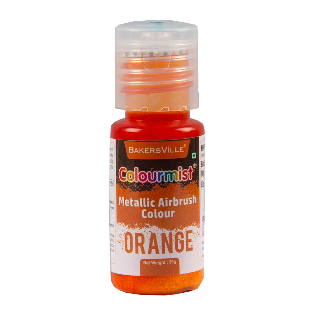 Colourmist Concentrated Vibrant Airbrush Metallic Food Colour (METALLIC ORANGE), 20g | Airbrush Colour For Cakes, Choclate, Fondant, Icing and more