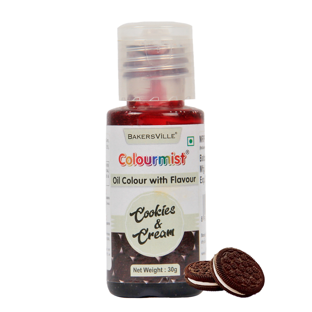 Colourmist Oil Colour With Flavour (Cookies And Cream), 30g | Chocolate Oil Cookies & Cream Flavour with Colour |Cookies & Cream Emulsion
