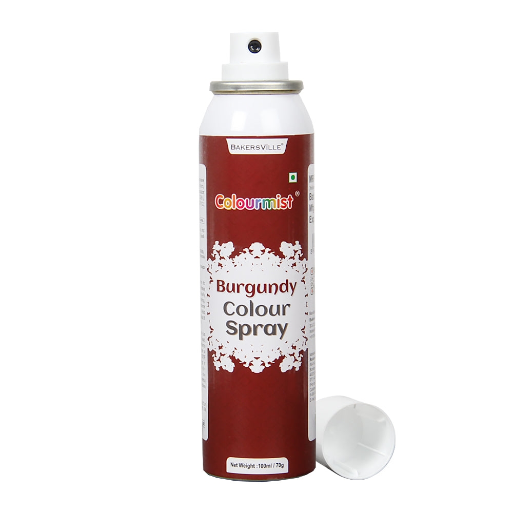 Colourmist Premium Colour Spray (Burgundy),100ml | Cake Decorating Spray Colour for Cakes, Cookies, Cupcakes Or Any Consumable For A Dazzling Effect