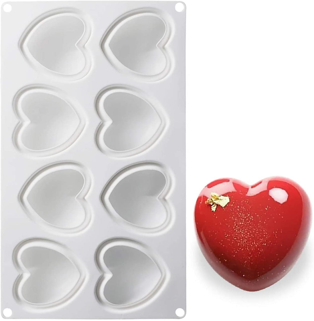 FineDecor Love Heart Shape Silicone Mousse Cake Mould For Baking, Truffle Mould Dessert Mould French Cake Mould , FD 3169 (8 Cavity)