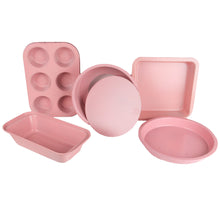 Load image into Gallery viewer, FineDecor 5 Pc Premium NonStick Coating Bakeware Set,Carbon Steel Pan with Removable Base Round & Square Pan,Muffin Pan,Loaf Pan Kitchen-FD 3120-Pink