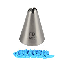Load image into Gallery viewer, FineDecor Piping Tip, Stainless Steel Icing Piping Nozzle Tip, Cake Decorating Tools Cream Puff Decor Pastry Icing Piping Tool for Baker, 1psc (A33)