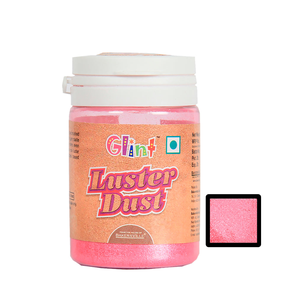 Glint Edible Luster Dust ( Pink ), 10g | Pearl Dust | Edible Sparkle Dust | Edible Product for Cake Decor | Glittering Shiner Dust | Pink - 10g