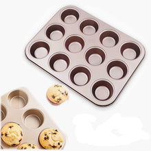 Load image into Gallery viewer, FineDecor Nonstick Muffin Cake Pan, Bakeware 12-Cavity Muffin Tin With Grips For Oven Baking- 12 Cup (Champagne Gold), FD 3122
