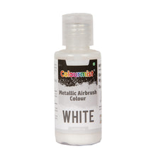 Load image into Gallery viewer, Colourmist Concentrated Vibrant Airbrush Metallic Food Colour (METALLIC WHITE), 50g | Airbrush Colour For Cakes, Choclate, Fondant, Icing and more
