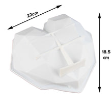 Load image into Gallery viewer, FineDecor Diamond Heart Shape Silicone Mousse/Pinata Cake Mould, Mousse Fudge 3D Heart Mould for Chocolate Baking Pan, FD 3177