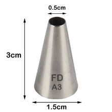 Load image into Gallery viewer, FineDecor Piping Tip, Stainless Steel Icing Piping Nozzle Tip, Cake Decorating Tools Cream Puff Decor Pastry Icing Piping Tool for Baker, 1psc (A3)