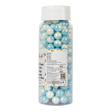 Load image into Gallery viewer, Glint Dual Tone Pearl Balls for Cake Decoration ( 10mm ) ( White &amp; Blue ), 150g | Dual Colour Cake Sprinkle For Cake Decoration | 150g
