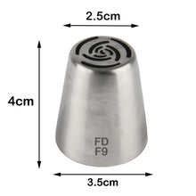 Load image into Gallery viewer, FineDecor Russian Piping Tip, Cake Decoration Nozzle Cream Icing Nozzle Tip Stainless Steel Nozzle Cream Puff Decor Pastry Icing Tool, 1psc (F9)