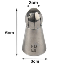 Load image into Gallery viewer, FineDecor Russian Piping Tip, Round Shape Cake Decoration Nozzle Cream Icing Tip Stainless Steel Nozzle Cream Puff Decor Pastry Icing Tool, 1 psc(E9)