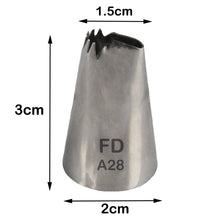 Load image into Gallery viewer, FineDecor Piping Tip, Stainless Steel Icing Piping Nozzle Tip, Cake Decorating Tools Cream Puff Decor Pastry Icing Piping Tool for Baker, 1psc (A28)