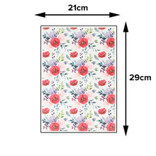Load image into Gallery viewer, FooDecor Proffessionals Printed Edible Wafer Paper Sheets, Cake Decoration Sheet, Floral Theme Dye Frosting Sheet, Cake  Wrap, A4 Size - BV 3037
