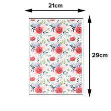 Load image into Gallery viewer, FooDecor Proffessionals Printed Edible Wafer Paper Sheets, Cake Decoration Sheet, Floral Theme Dye Frosting Sheet, Cake Wrap, A4 Size - BV 3037