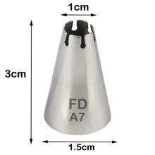 Load image into Gallery viewer, FineDecor Piping Tip, Stainless Steel Icing Piping Nozzle Tip, Cake Decorating Tools Cream Puff Decor Pastry Icing Piping Tool for Baker, 1psc (A7)