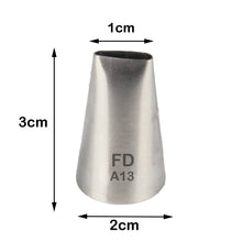 Load image into Gallery viewer, FineDecor Piping Tip, Stainless Steel Icing Piping Nozzle Tip, Cake Decorating Tools Cream Puff Decor Pastry Icing Piping Tool for Baker, 1psc (A13)