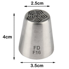 Load image into Gallery viewer, FineDecor Russian Piping Tip, Cake Decoration Nozzle Cream Icing Nozzle Tip Stainless Steel Nozzle Cream Puff Decor Pastry Icing Tool, 1psc (F16)