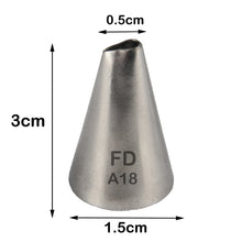 Load image into Gallery viewer, FineDecor Piping Tip, Stainless Steel Icing Piping Nozzle Tip, Cake Decorating Tools Cream Puff Decor Pastry Icing Piping Tool for Baker, 1psc (A18)