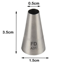 Load image into Gallery viewer, FineDecor Piping Tip, Stainless Steel Icing Piping Nozzle Tip, Cake Decorating Tools Cream Puff Decor Pastry Icing Piping Tool for Baker, 1psc (A31)