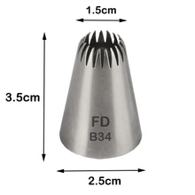 Load image into Gallery viewer, FineDecor Large Piping Tip, Stainless Steel Icing Piping Nozzle Tip, Cake Decorating Tools Cream Puff Decor Pastry Icing Tool for Baker, 1psc (B34)