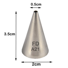 Load image into Gallery viewer, FineDecor Piping Tip, Stainless Steel Icing Piping Nozzle Tip, Cake Decorating Tools Cream Puff Decor Pastry Icing Piping Tool for Baker, 1psc (A21)