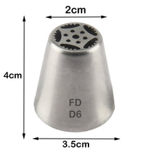Load image into Gallery viewer, FineDecor Russian Piping Tip, Cake Decoration Nozzle Cream Icing Nozzle Tip Stainless Steel Nozzle Cream Puff Decor Pastry Icing Tool, 1psc (D6)