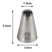 Load image into Gallery viewer, FineDecor Large Piping Tip, Stainless Steel Icing Piping Nozzle Tip, Cake Decorating Tools Cream Puff Decor Pastry Icing Tool for Baker, 1psc (C3)