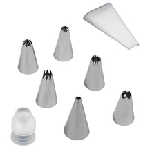 Load image into Gallery viewer, FineDecor Stainless Steel Cake Decorating Nozzle Set(5 Pcs) With Pastry Bag & Coupler (1 Pc), Piping Set for Cake Decoration and Icing - FD 2942