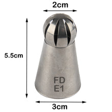 Load image into Gallery viewer, FineDecor Russian Piping Tip, Round Shape Cake Decoration Nozzle Cream Icing Tip Stainless Steel Nozzle Cream Puff Decor Pastry Icing Tool, 1 psc(E1)