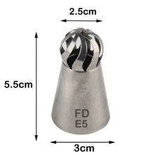 Load image into Gallery viewer, FineDecor Russian Piping Tip, Round Shape Cake Decoration Nozzle Cream Icing Tip Stainless Steel Nozzle Cream Puff Decor Pastry Icing Tool, 1 psc(E5)