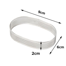 Load image into Gallery viewer, FineDecor Perforated Oval Shape Tart Ring - Stainless Steel Tart Ring for Baking 3 Pieces Set ( 2.5 * 1 in, 3 * 1.5 in, 3.5 * 2.5 in ) - FD 3308