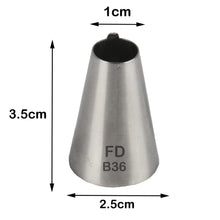 Load image into Gallery viewer, FineDecor Large Piping Tip, Stainless Steel Icing Piping Nozzle Tip, Cake Decorating Tools Cream Puff Decor Pastry Icing Tool for Baker, 1psc (B36)
