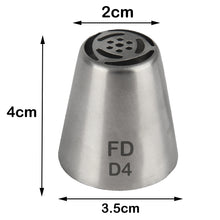Load image into Gallery viewer, FineDecor Russian Piping Tip, Cake Decoration Nozzle Cream Icing Nozzle Tip Stainless Steel Nozzle Cream Puff Decor Pastry Icing Tool, 1psc (D4)
