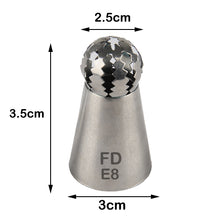Load image into Gallery viewer, FineDecor Russian Piping Tip, Round Shape Cake Decoration Nozzle Cream Icing Tip Stainless Steel Nozzle Cream Puff Decor Pastry Icing Tool, 1 psc(E8)