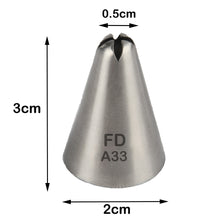 Load image into Gallery viewer, FineDecor Piping Tip, Stainless Steel Icing Piping Nozzle Tip, Cake Decorating Tools Cream Puff Decor Pastry Icing Piping Tool for Baker, 1psc (A33)
