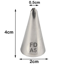 Load image into Gallery viewer, FineDecor Piping Tip, Stainless Steel Icing Piping Nozzle Tip, Cake Decorating Tools Cream Puff Decor Pastry Icing Piping Tool for Baker, 1psc (A5)