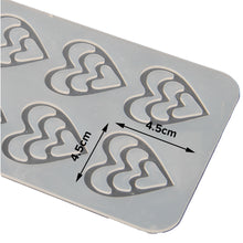Load image into Gallery viewer, FineDecor Heart Pattern Silicone Chocolate Garnishing Mould (8 Cavity), Triple Heart Shape Garnishing Sheet For Chocolate And Cake Decoration FD 3512