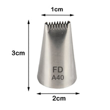 Load image into Gallery viewer, FineDecor Piping Tip, Stainless Steel Icing Piping Nozzle Tip, Cake Decorating Tools Cream Puff Decor Pastry Icing Piping Tool for Baker, 1psc (A40)