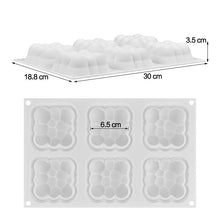 Load image into Gallery viewer, FineDecor 3D Cloud Shape Mousse Cake Mould, Silicone Mousse Mould Square Bubble Shape Mould for Baking, FD 3168 (6 Cavitiy)